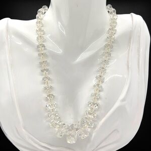 Vintage Graduated Faceted Disc Rock Crystal Quartz Necklace